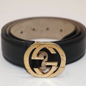 Gucci Interlocking Gold GG Belt 370543 Size 36 - Black/Brown women